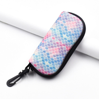 Étuis à lunettes à fermeture éclair motif poisson pailleté avec crochet en plastique
