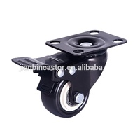Roue pivotante en acier PVC avec frein, 4 pouces, double roue, usage léger, haute résistance à l'usure, double roulement à billes, charge 80-130 kg
