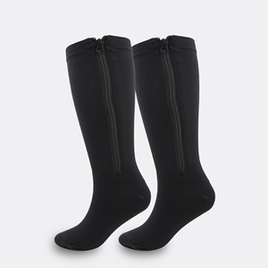 Unisex Compression Socks With Zipper Medium Tube Nylon Solid Color For Fitness <b>Running</b> Cycling 2XL 3XL 4XL - Product Image 1