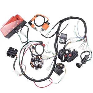 Complete Electrics Wiring Harness Stator Coil CDI Solenoid Relay Spark Plug Tail Light For 4 Wheelers Stroke ATV