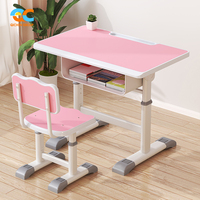 Fournisseur mondial leader - Bureau d'étude rose réglable en hauteur avec cadre blanc, rangement ergonomique, ensemble table et chaise pour étudiants pour l'école