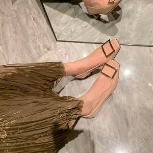 Groothandel Rv-Stijl Ambachtelijke Vierkante Gesp Ballet Pumps Lakleer Blokhak Ademende Schoenen Voor Dagelijks En Werk - Product Image 2