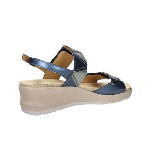 Sandalo con Zeppa Cinzia Soft da Donna in Pelle Blu Stile Estivo - Product Image 4