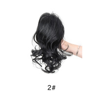 Extension de cheveux synthétiques bouclés en fibre inflammable, queue de cheval, avec design portable facile à appliquer, boucles courtes, demi-attachées, effet vague d'eau
