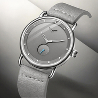 Montre-bracelet de luxe pour homme ONOLA 3805, bracelet en cuir gris, mouvement à quartz Citizen, cadran de 41 mm, boîtier en alliage étanche