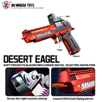 JIANFENG Pistolet Blaster Électrique en Plastique Desert Eagle, Lanceur de Fléchettes Souples, Cadeau de Noël, Jeu de Tir, 14 Ans+, Boîte Couleur