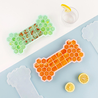 2 moldes de silicona para cubitos de hielo con forma de hueso, sin BPA, con tapa, diseño creativo de panal.
