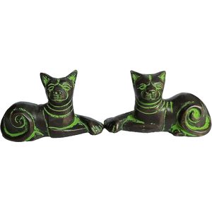 PARIJAT ARTISANAT Antique En Laiton Chat Figurine Mignon Chaton Animal Statue Art Déco Design Paire Chat Showpiece - Product Image 1