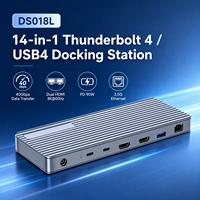 Base Thunderbolt 4 14 en 1, 40 Gbps, 90 W PD, Doble 8K+60Hz, Ethernet 2.5G, Carcasa de Aluminio, en Stock