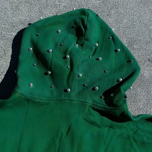 Sudadera con capucha de doble cremallera, 100% algodón, con estampado y bordado personalizados, lavado ácido, efecto desgastado por el sol, vintage, desgastada, de peso pesado y corte holgado. - Product Image 3