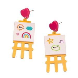 Carnet de croquis en acrylique mignon de la saison scolaire, mini-support, soleil, nuages, amour, boucles d'oreilles - Product Image 5