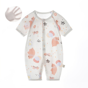 Body de manga corta y pantalón largo para bebé, de algodón fino tejido, pelele de verano para bebés y niños pequeños - Product Image 1