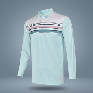 Polo de golf élégant de couleur unie pour hommes dernière conception à manches longues en tricot gaufré style européen mode imprimée en gros - Product Image 2