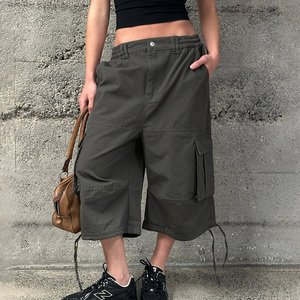 Custom Streetwear Distressed <b>Cargo</b> Pants Allover Print Men 3/4 <b>Longs</b> Baggy Camo <b>Shorts</b> - Product Image 3
