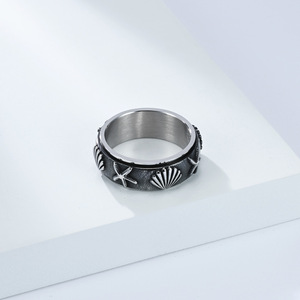 Seashell Starfish Rotating <b>Ring</b> Gold Black Steel Unisex Ocean Theme Jewelry Gift Index Finger <b>Ring</b> - Product Image 4