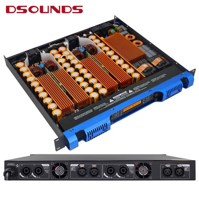 1600Wx4 Digital Class D Power Amplifier Professional High Power Audio Amplifier Stereo Power Amplifier 1U Size for Dance Hall