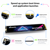 BIWIN NV3500 512GB PCIe3.0 NVMe M.2 2280 SSD Internal Solid State Drive untuk PC Laptop OEM & DIY Komputer Gaming Tersedia