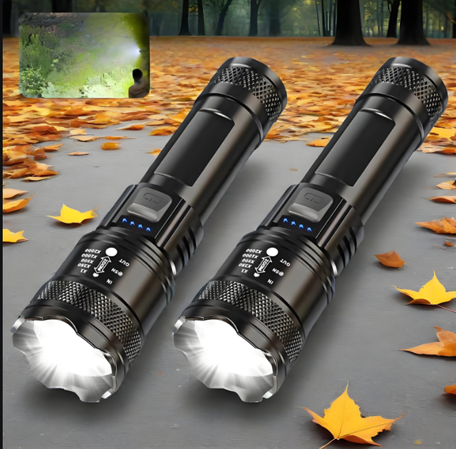 1000-Lumen Rechargeable White Laser LED Flashlight with Zoom Function ABS Lantern Portable Outdoor Emergency Fishing Torch