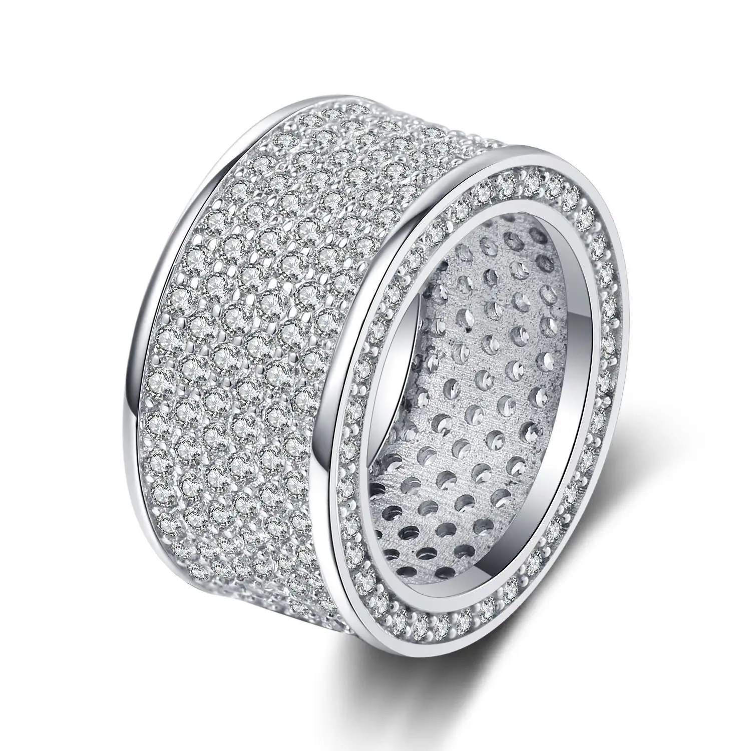 Hot selling luxury high-end electroplated platinum micro inlaid women full diamond ring