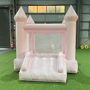 Castillo Inflable Económico, Castillo Hinchable Comercial <span class=keywords><strong>de</strong></span> 8x8 pies, Color Rosa Pastel, Área <span class=keywords><strong>de</strong></span> Juegos Suave, Casa <span class=keywords><strong>de</strong></span> Brinco Pequeña con Tobogán - Product Image 1
