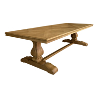 D1637-300P Antiker Französischer Eichen-Esstisch aus Massivholz 300x120x78cm Outdoor Landhaus Esszimmermöbel