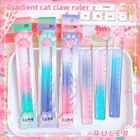 Règle en plastique Tiangao 0023 en forme de patte de chat, 15 cm, mignonne et kawaii, pour les élèves du primaire, pour mesurer et dessiner
