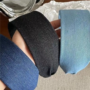 Diadema de tela ancha azul vaquero, elegante y única, estilo coreano, perfecta para un look urbano, diadema para peinar el cabello - Product Image 1