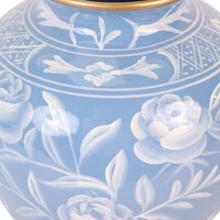 Vase en porcelaine chinoise RXGK11-A, motif grenade bleu sur fond blanc avec pivoine et décorations dorées