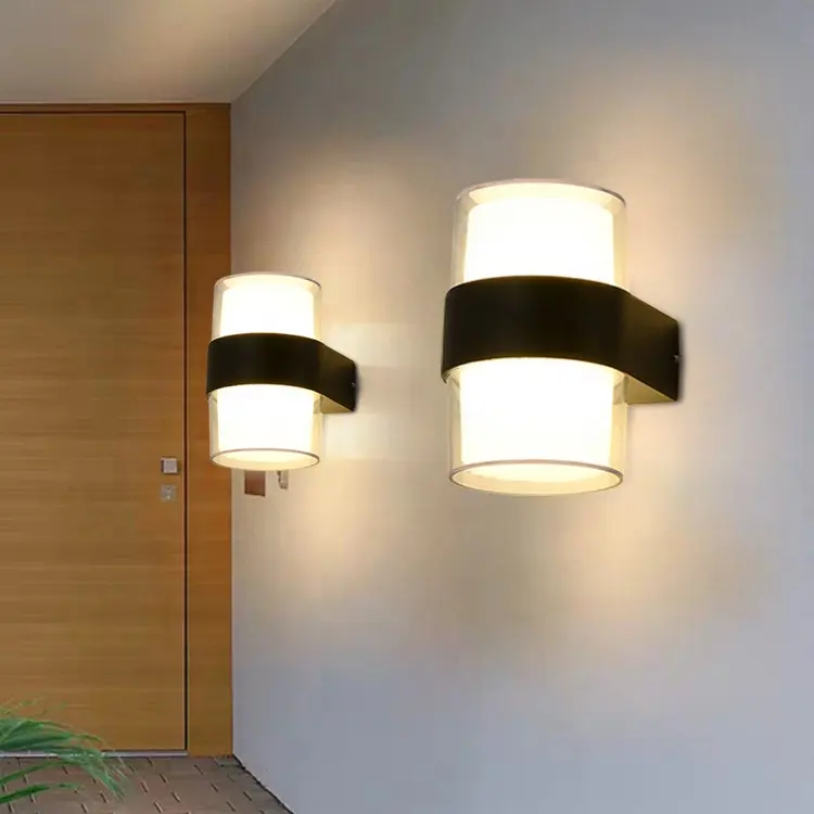 LED modern dış duvar lambası dekoratif bahçe lambası alüminyum yukarı ve aşağı ışık su geçirmez dış mekan ışık moda 9W 18W