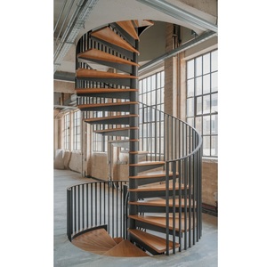 Escalier en colimaçon en bois avec poutre centrale en acier au carbone, conception personnalisée pour escalier intérieur - Product Image 1
