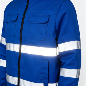 Veste de sécurité réfléchissante haute visibilité pour hommes |   Vêtements de travail durables à blocs de couleurs pour la construction, l'assainissement et les travaux routiers - Product Image 4