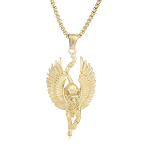 Colgante de acero inoxidable con diseño de diosa egipcia antigua con alas, collar de moda unisex, joyería 12074 - Product Image 5