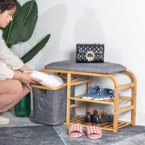 Banco de Madera Maciza para Cambiar Zapatos, Tamaño Mediano, Banco de Almacenamiento, Zapatero de Estilo Chino para la Entrada del Hogar con Asiento - Product Image 2