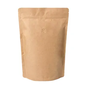 Reusable 5Lb 160Microns Kraft Paper/VMPET/CPP Matte Varnish Stand Up Pouch Tea Coffee Packaging Bag With Degassing Valve