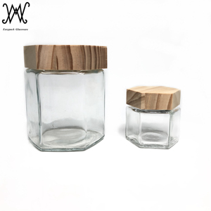 Pots hexagonaux en verre, 100 pièces, avec couvercles à vis en bois pour la <span class=keywords><strong>confiture</strong></span> au miel, crème cosmétique - Product Image 4