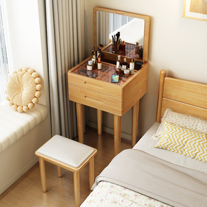 Solid Wood Flip Top Dressing <b>Table</b> 40cm With <b>Mirror</b> Storage Cabinet Bedroom Makeup Desk - Product Image 3