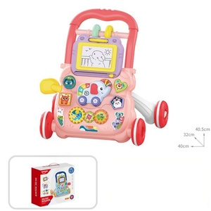 Trotteur musical multifonctionnel pour bébé, avec fonction assis-debout, anti-renversement, aide à la marche, jouet à cadre en plastique et glissière musicale - Product Image 3