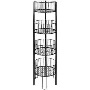 MLY Grocery Shop Round Metal Floor Standing Garment Displays 4-Tier Wire Dump Bin Display with Easy Assembly - Product Image 1