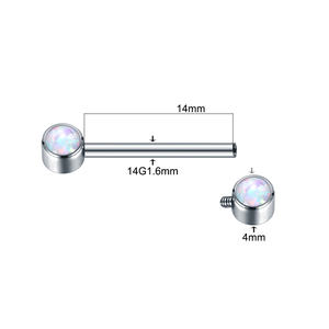 Anneaux de piercing pour tétons en titane G23 avec filetage interne, anneaux de piercing pour langue en opale, barres industrielles pour hélix, bijoux de piercing - Product Image 5
