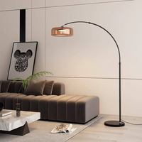 Lampadaire de luxe en arc, design pêcheur, en métal noir, lampe de lecture LED pour salon, canapé, chambre, villa, salle de séjour