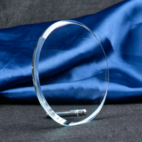 Trophée en verre rond en gros à prix abordable, plaque de récompense en cristal avec support métallique, prix compétitif