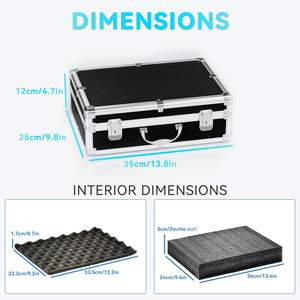 Étui professionnel de voyage personnalisé en aluminium noir avec grille DIY – Échantillon gratuit - Product Image 4