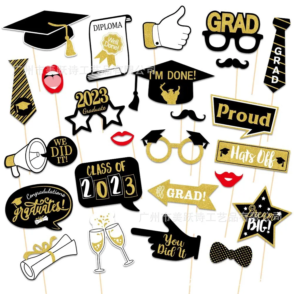 25 pieces 2023 graduation season party funny photo props graduation classmates party decoration Photo Supplies