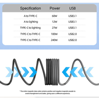 Cable de Carga Rápida Micro USB-C Magtame de 60W, Magnético y Trenzado de Nailon para Switch, PS5 e iOS