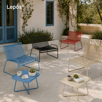 Chaise longue minimaliste pour cour, en acier inoxydable et corde tressée, pour extérieur, jardin, véranda, balcon