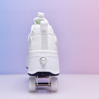 Chaussures à roulettes double fonction avec 4 roues pliables pour usage domestique et urbain, tige respirante, vente en gros