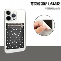 Dompet Kartu Tempel Ponsel Motif Polkadot dari Kulit PU, Kantong Kartu Tipis untuk Kartu Kredit dan ID, Stiker Dompet Kartu untuk Casing Ponsel