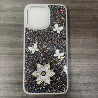 Coque de téléphone en TPU à motif papillon scintillant pour iPhone 17 16 15 14 13, coque arrière Bling Fleur pour Moto G Play 2021 G Power 2021 G05