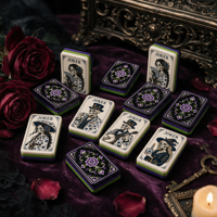 Tuiles de Mahjong Américaines Gothiques d'Halloween, Ensemble Acrylique 4 Couches de 160 Pièces avec Art Gravé et Remplissage Couleur, Idéal pour un Cadeau