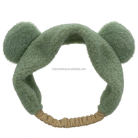 Bandeau pour le visage et le maquillage en polaire corail coloré pour femme, motif dessin animé, oreilles d'ours en peluche, réutilisable et antidérapant